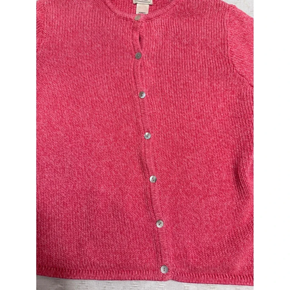 L.L.Bean Women M Pink Cozy Cotton Cardigan Durable Craftsmanship Button Front